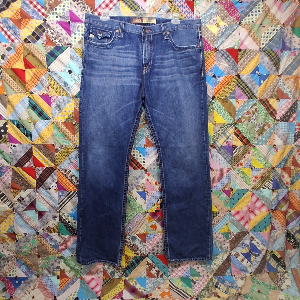 Big Star Pioneer Regular Boot Cut Dark Blue Wash Jeans Size 40 Long Whiskered